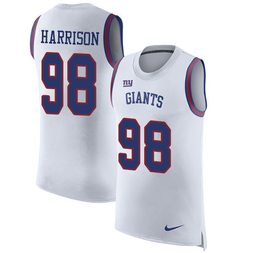 Nike Giants #98 Damon Harrison White Men's Stitched NFL Limited Rush Tank Top Jersey